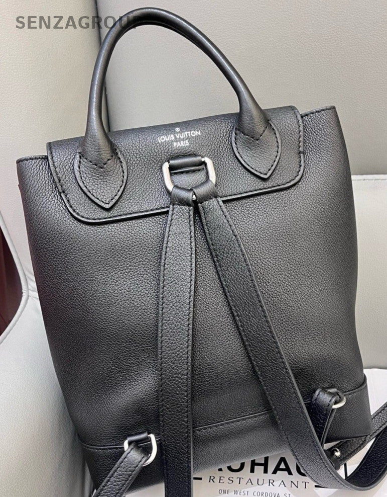 Louis Vuitton LockMe Calfskin Leather Backpack  Black Silver Unisex Adults