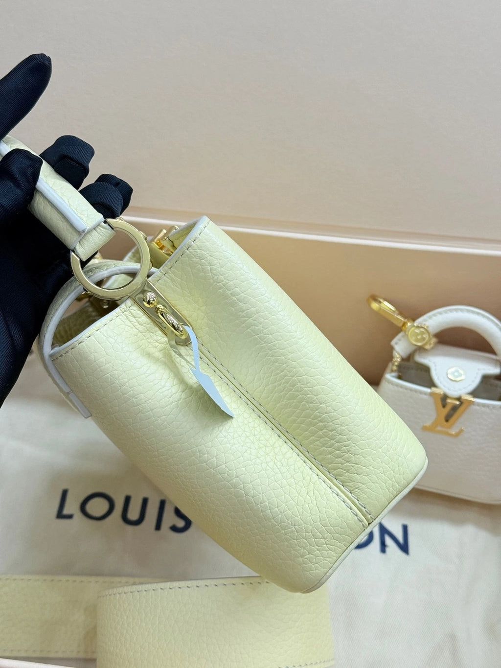 Louis Vuitton Yellow Mini Capucines 2-in-1 Calfskin Top Handle Bag For Women