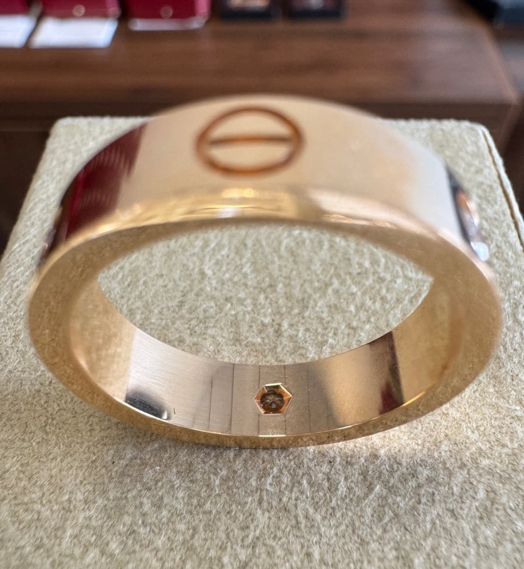 Cartier Love Classic Band Ring 18k Rose Gold with 3 Diamonds EU59/US8.75