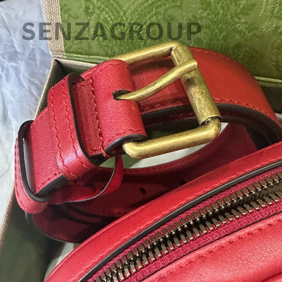 Gucci Red Waist Bag with Gold Buckle - Classic Fashion for Women