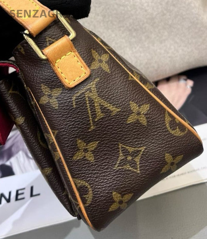 Louis Vuitton Monogram Vintage Shoulder Bag Crossbody Brown Gold Women Classic