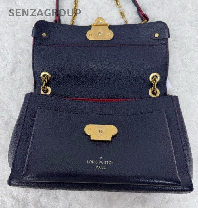 Louis Vuitton Vavin MM Monogram Chain Shoulder Bag Blue Gold Women Fashion