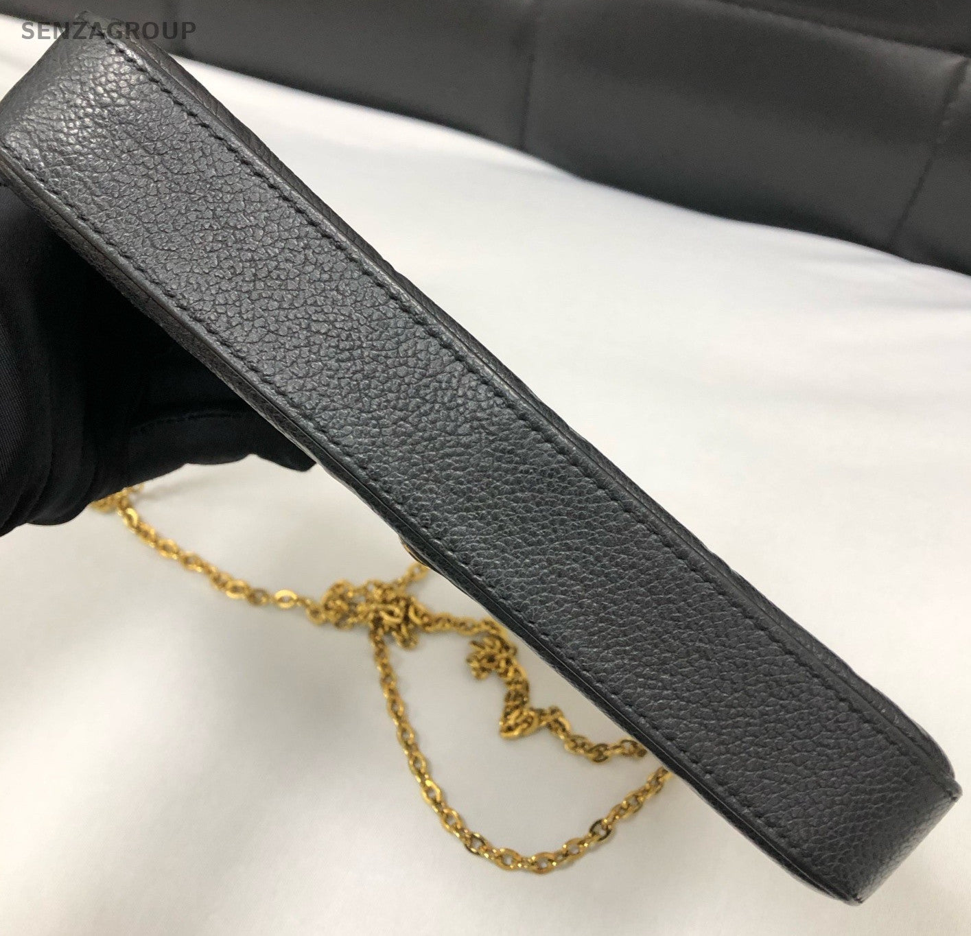 Louis Vuitton Chain 2Way Shoulder Bag Crossbody Black Gold Women Classic