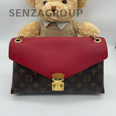 Louis Vuitton Pallas Chain Shoulder Bag Monogram Brown Red Women's Classic