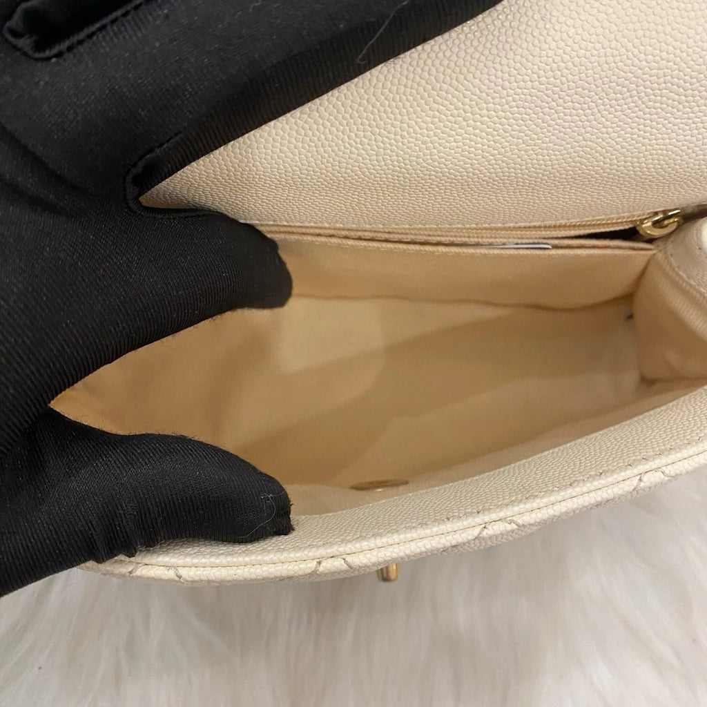 Chanel Coco Handle Small Calfskin Bag - Gold/Silver Chain Shoulder Tote