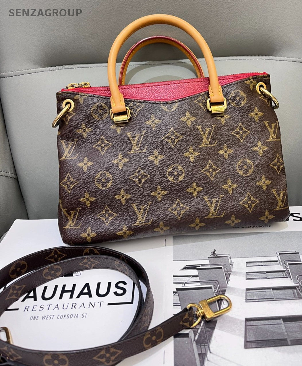 Louis Vuitton Pallas BB Monogram Canvas Top Handle Shoulder Bag Women Brown