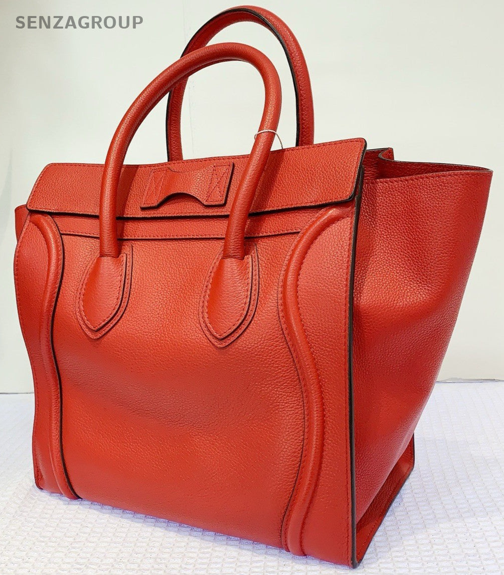 CELINE Micro Luggage tote Top Handle Handbag Women Red