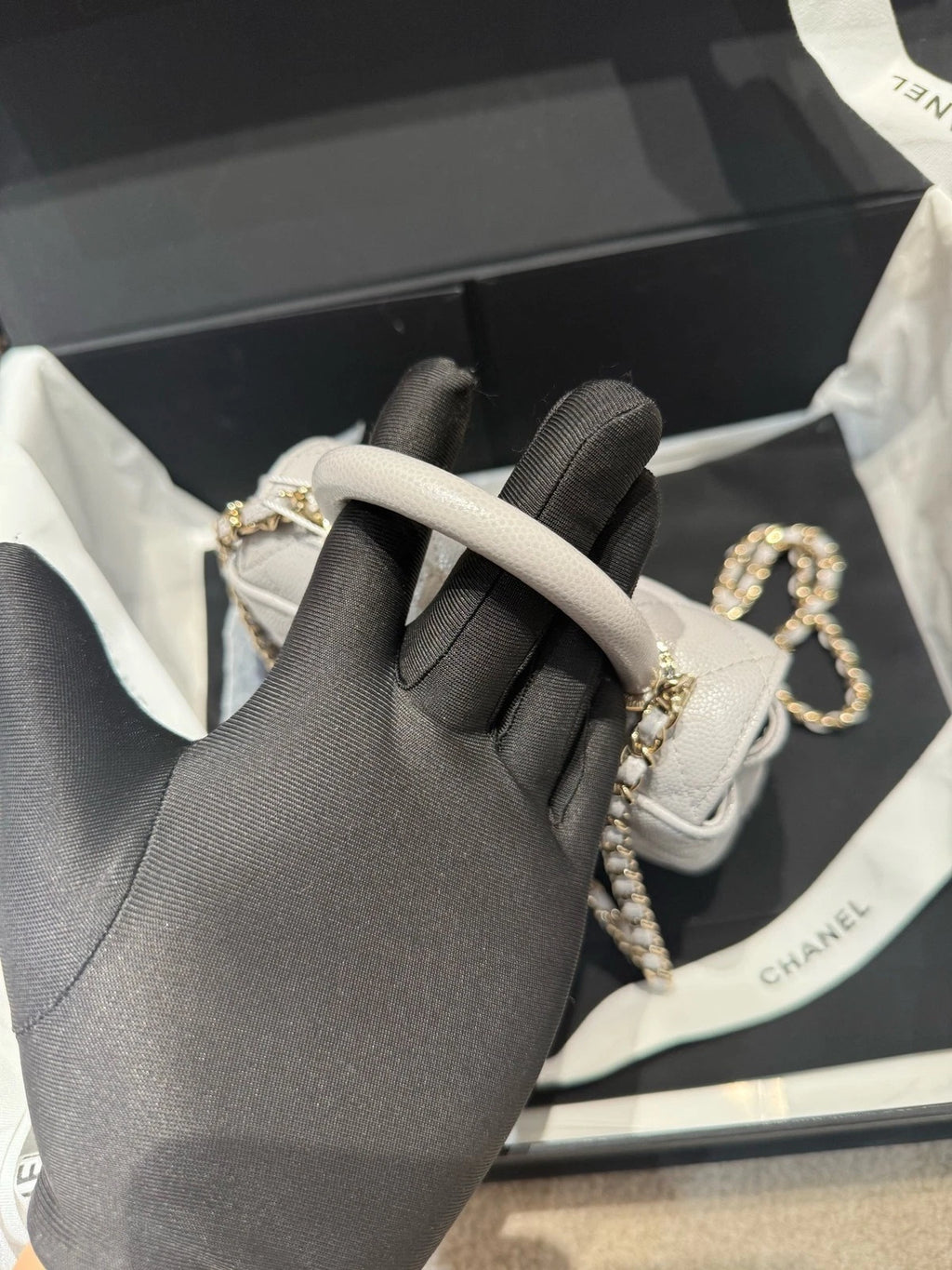 New Chanel Coco Handle Nano Gray Top Handle Bag For Women