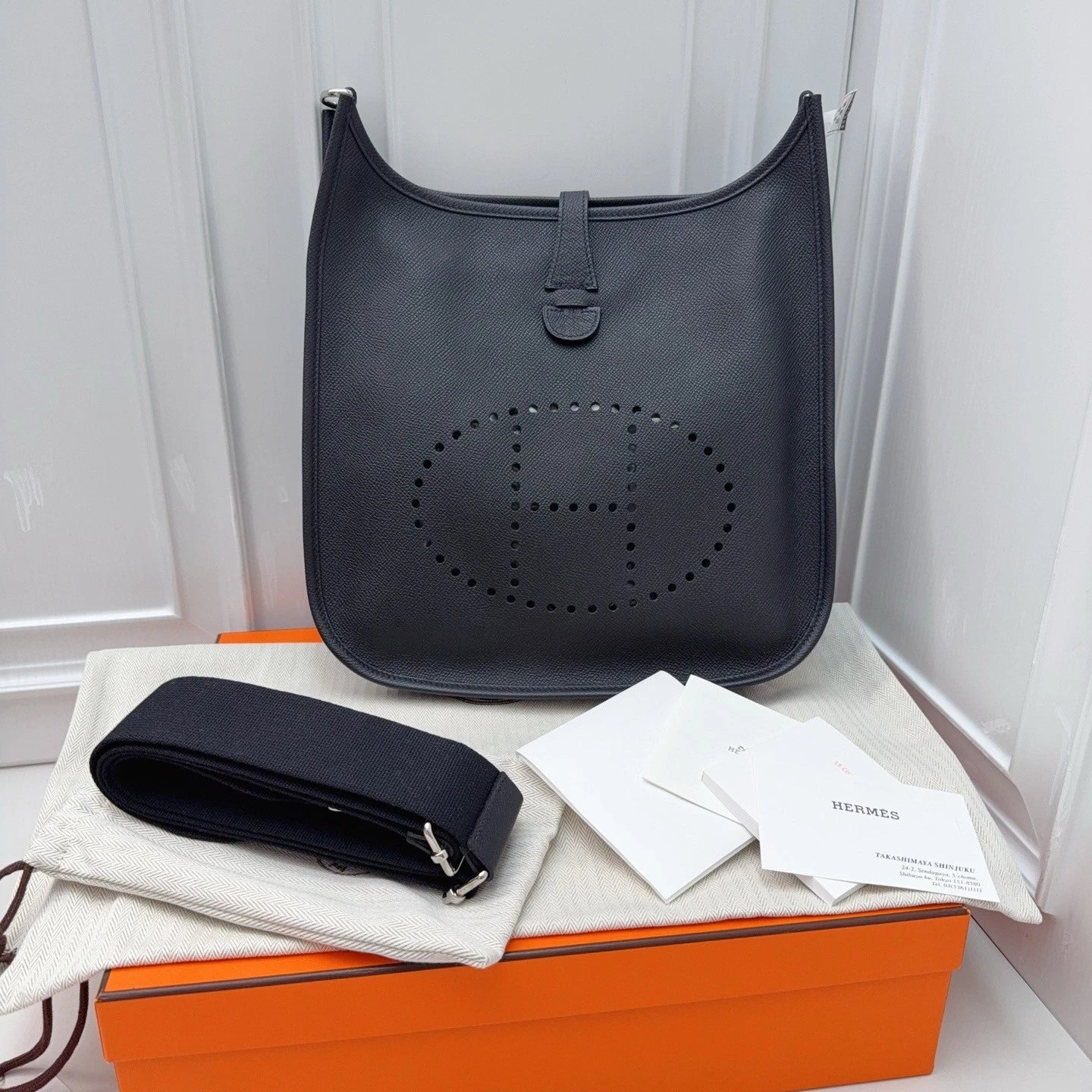 Hermes Evelyne 29 Epsom Shoulder Crossbody Bag Black Women Classic