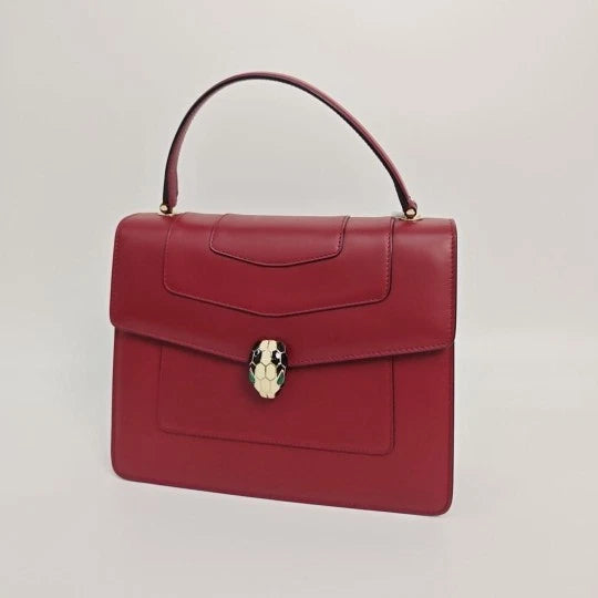 Bvlgari Serpenti Forever Red Leather Shoulder Crossbody Bag For Women