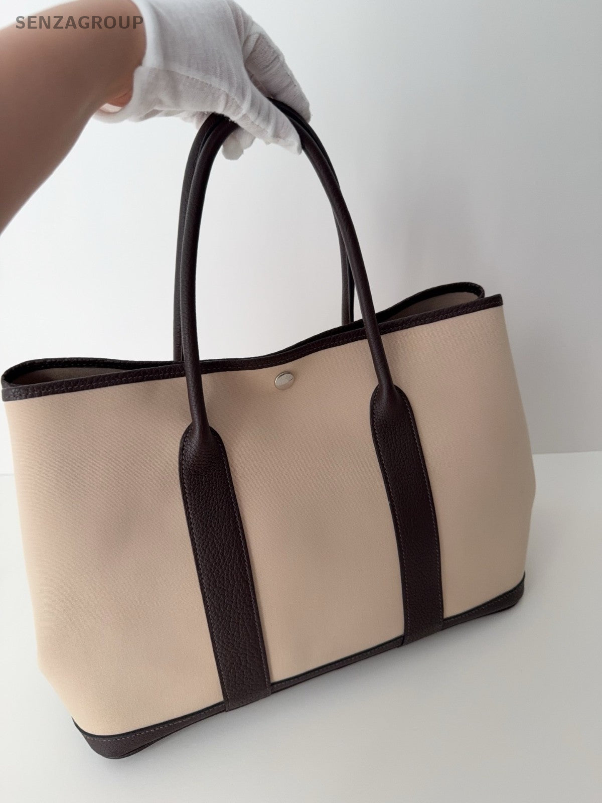 Hermes Garden Party36  Tote Canvas Top Handle Beige Almost Brand NEW
