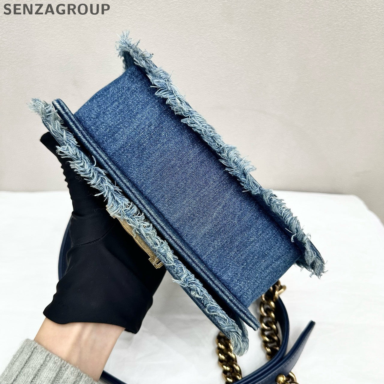 Chanel Le Boy Denim Blue Chain Shoulder Crossbody Bag - Classic Fashion