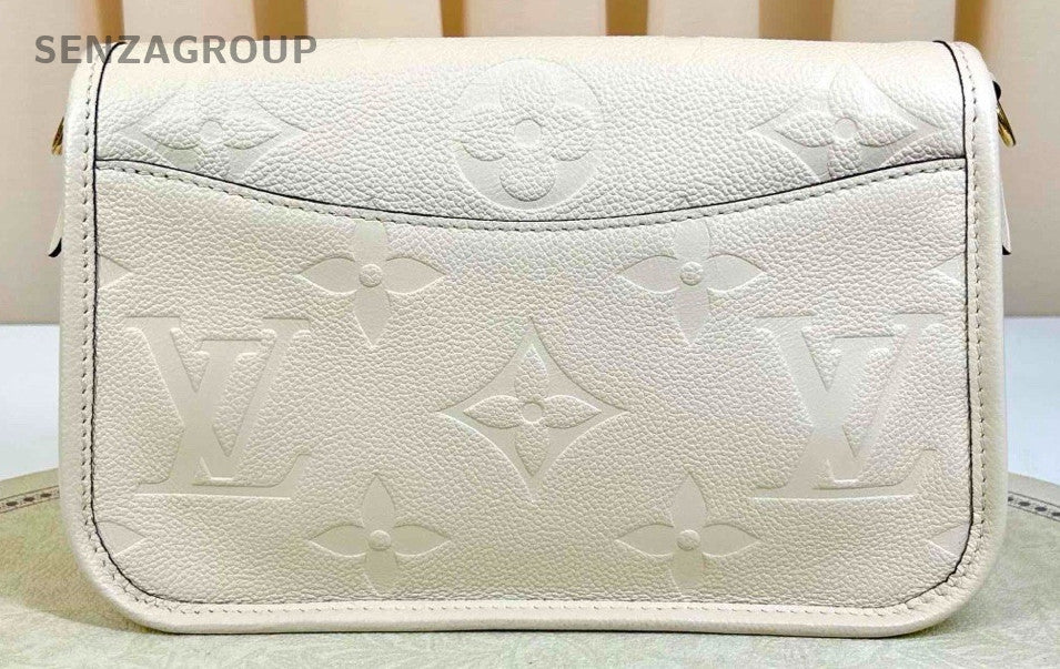 Louis Vuitton Diane Calfskin Shoulder Bag Crossbody White Gold Women Classic