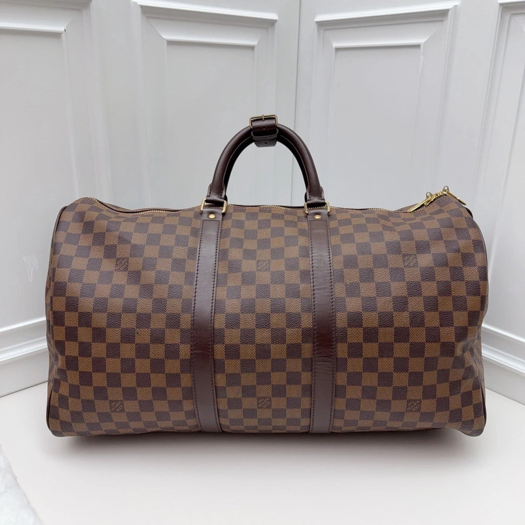 Louis Vuitton Keepall50 Dami<wbr/>er Ebene Top Handle Bag Brown Women