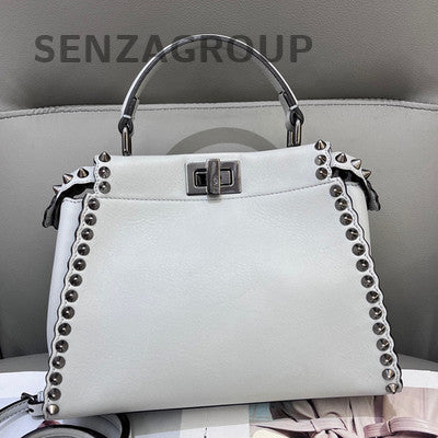 Fendi Peekaboo Small Silver Tote Crossbody Bag Women's Fashion