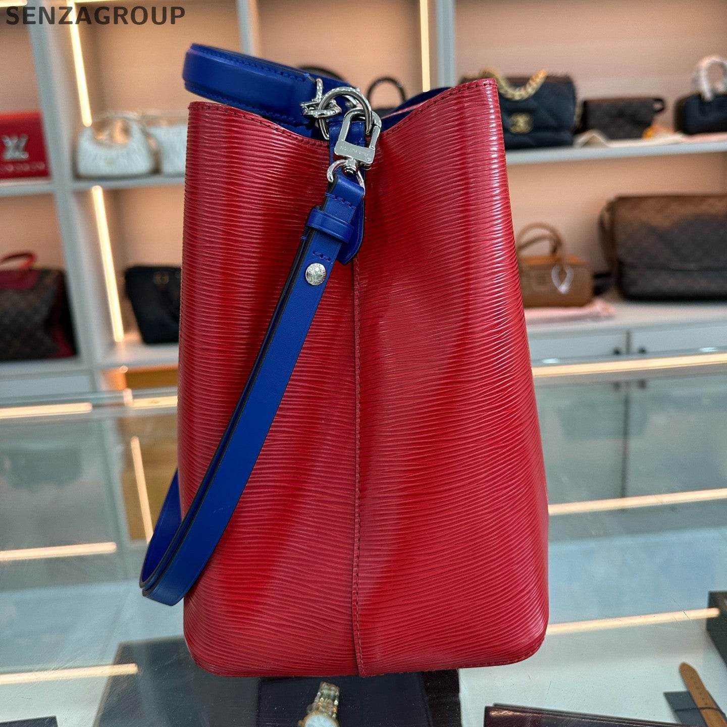 Louis Vuitton Monogram Watercolor Blue Red Bucket Bag Medium Tote Shoulder