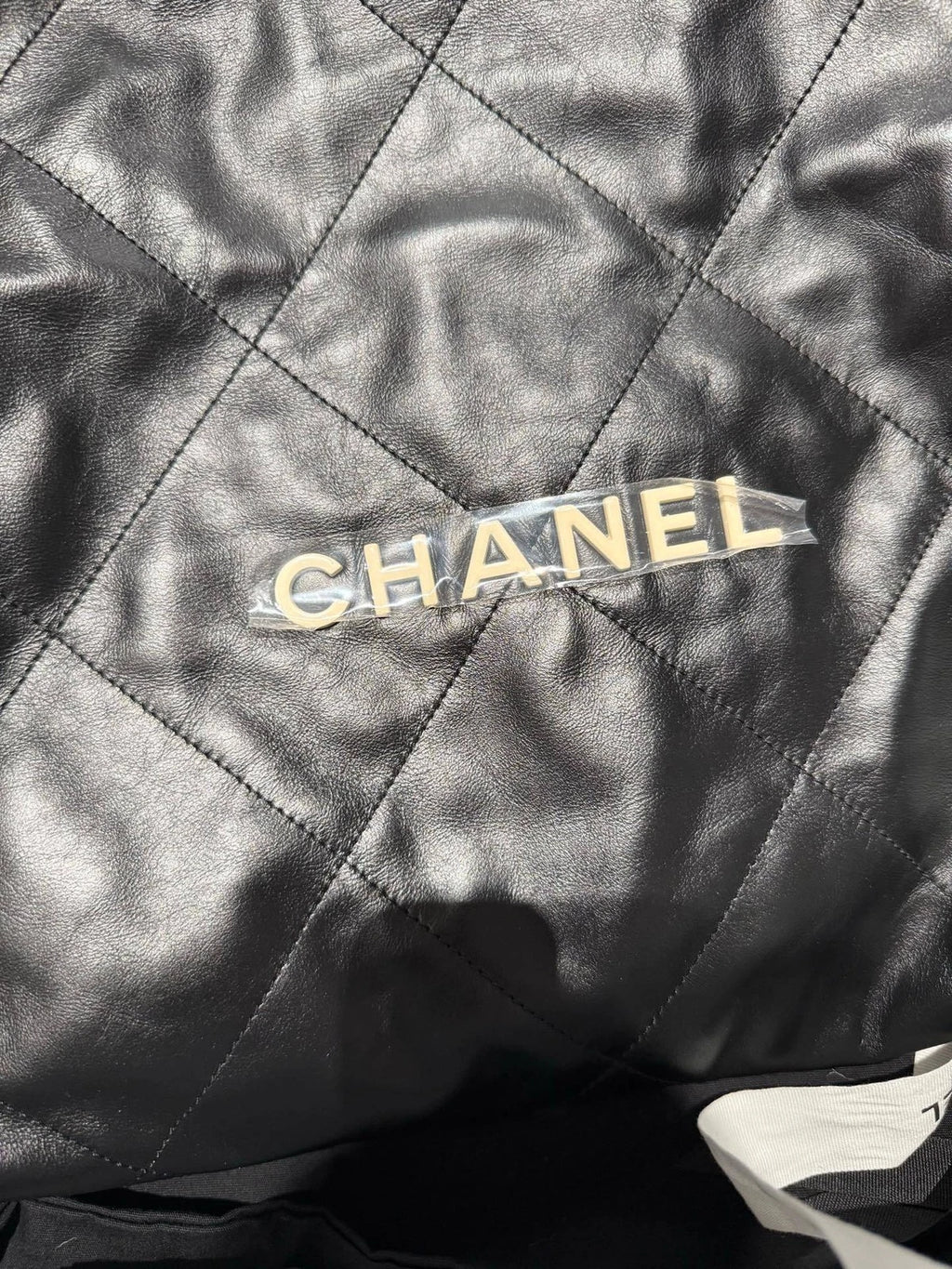 New CHANEL Calfskin 22 Small Black Tote Shoulder Bag For Women
