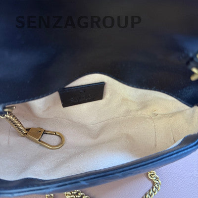 Gucci Marmont Mini Black Gold Chain Shoulder Crossbody Bag Classic Fashion
