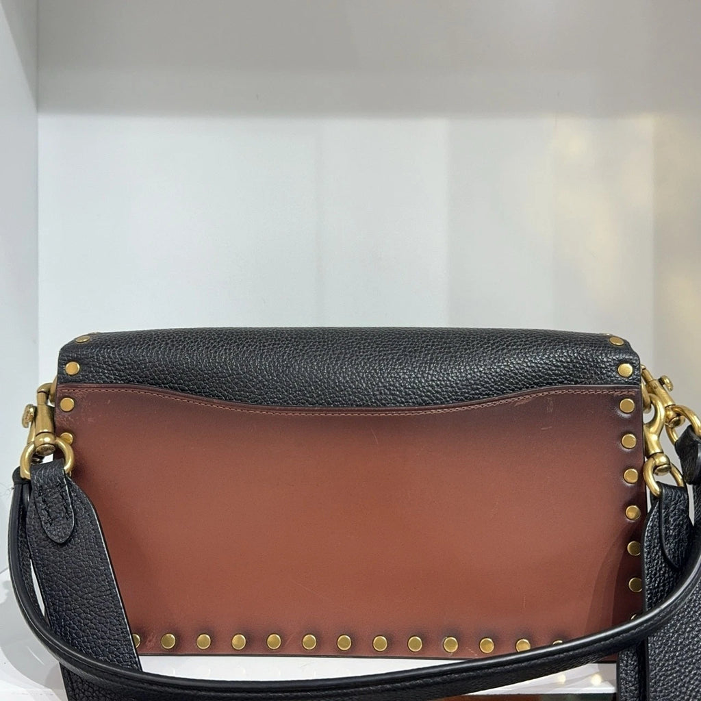 Coach Tabby 26 Black Leather Rivet Shoulder Handbag Crossbody For Women