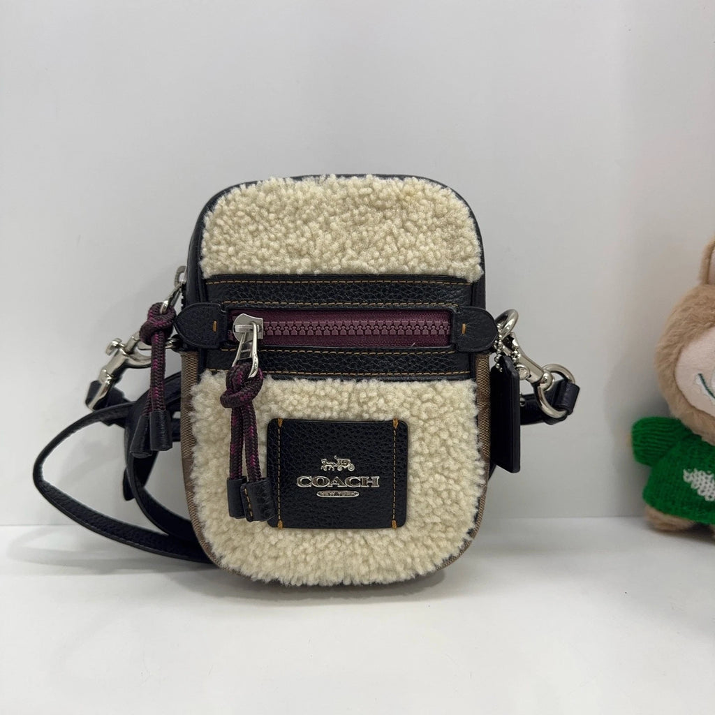 Coach Limited Classic Monogram Reversible Cashmere Crossbody Phone Bag For Women