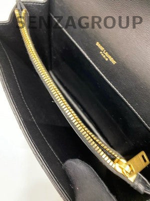 YSL Gaby Lambskin Envelope Shoulder Bag Black Gold Small Classic
