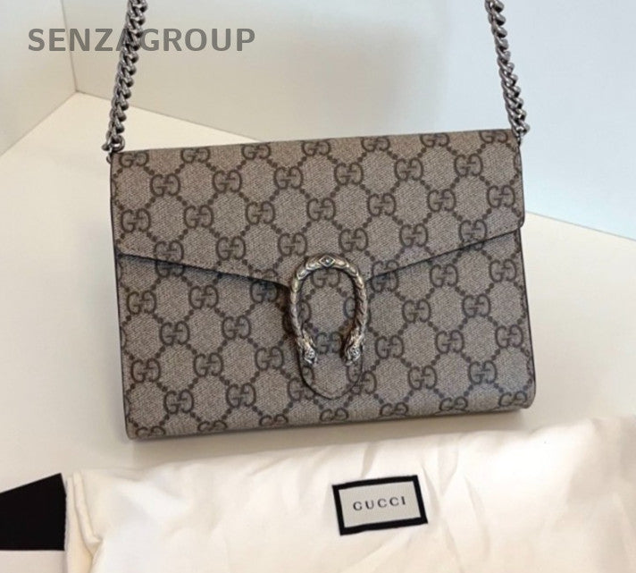 GUCCI Dionysus Woc Monogram Chain Shoulder bag Crossbody camel color Women