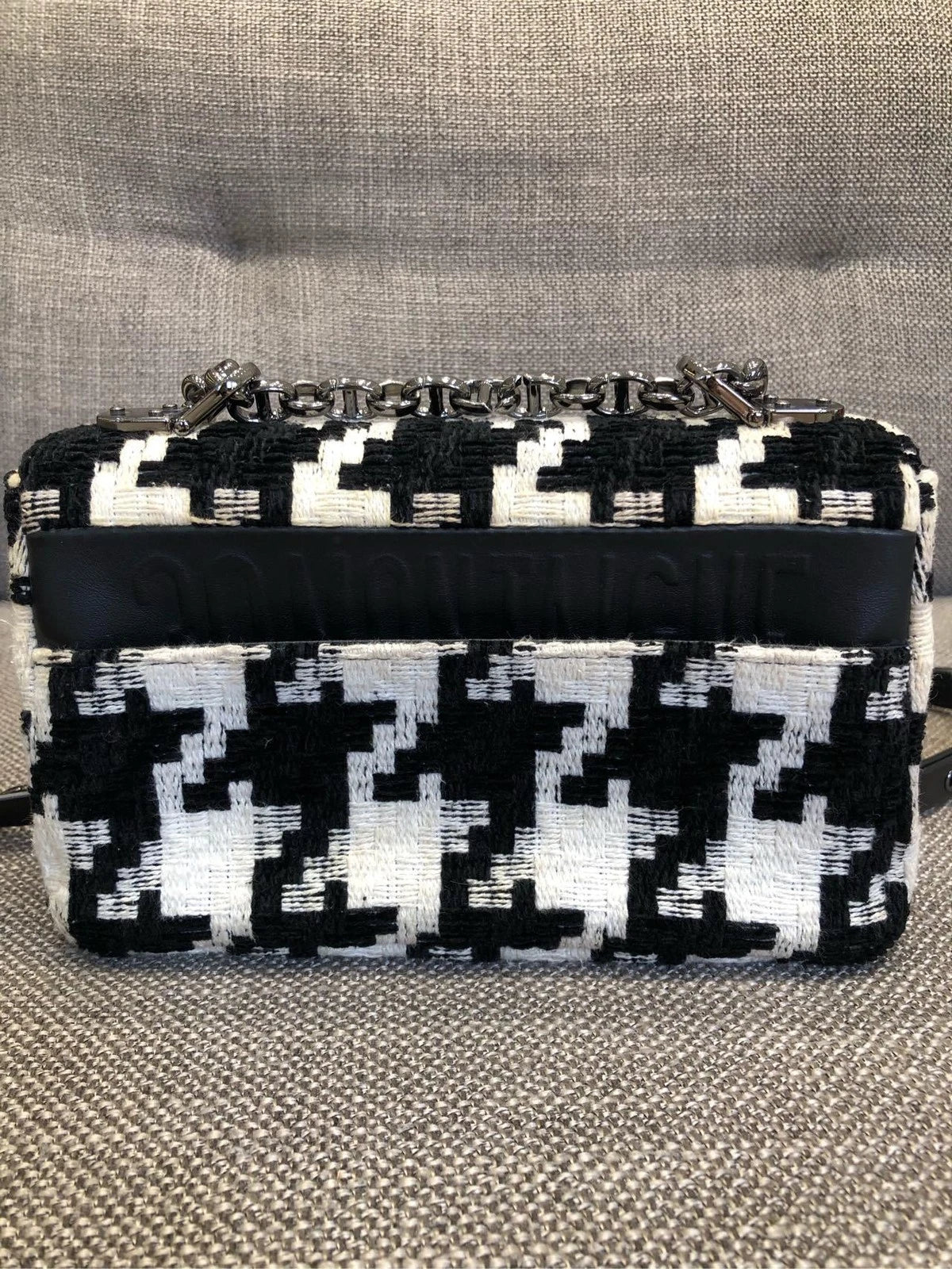 Dior Caro Houndstooth Canvas Shoulder Bag For Women