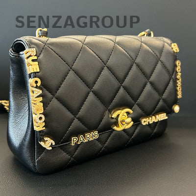 Chanel Black Quilted Lambskin Gold Chain Crossbody Bag Classic Women
