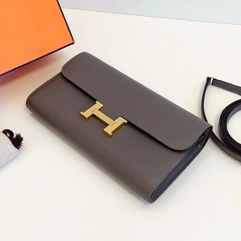 Excellent Hermes Constance to Go Epsom Leather Gray Crossbody Ghw Excellent