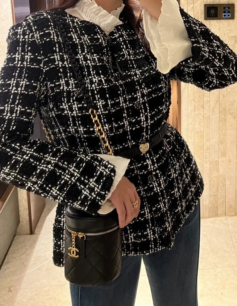 Chanel Vanity Case Chain Cylinder Bag Shoulder Bag Crossbody Black Gold Women