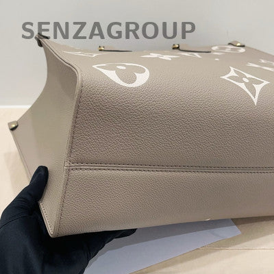 Louis Vuitton Monogram Onthego MM Tote Bag Grey Gold - Classic Fashion Women
