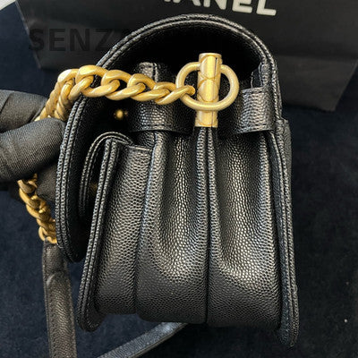 Chanel 21 Messenger Bag Black Gold Hardware Calfskin Chain Shoulder Crossbody
