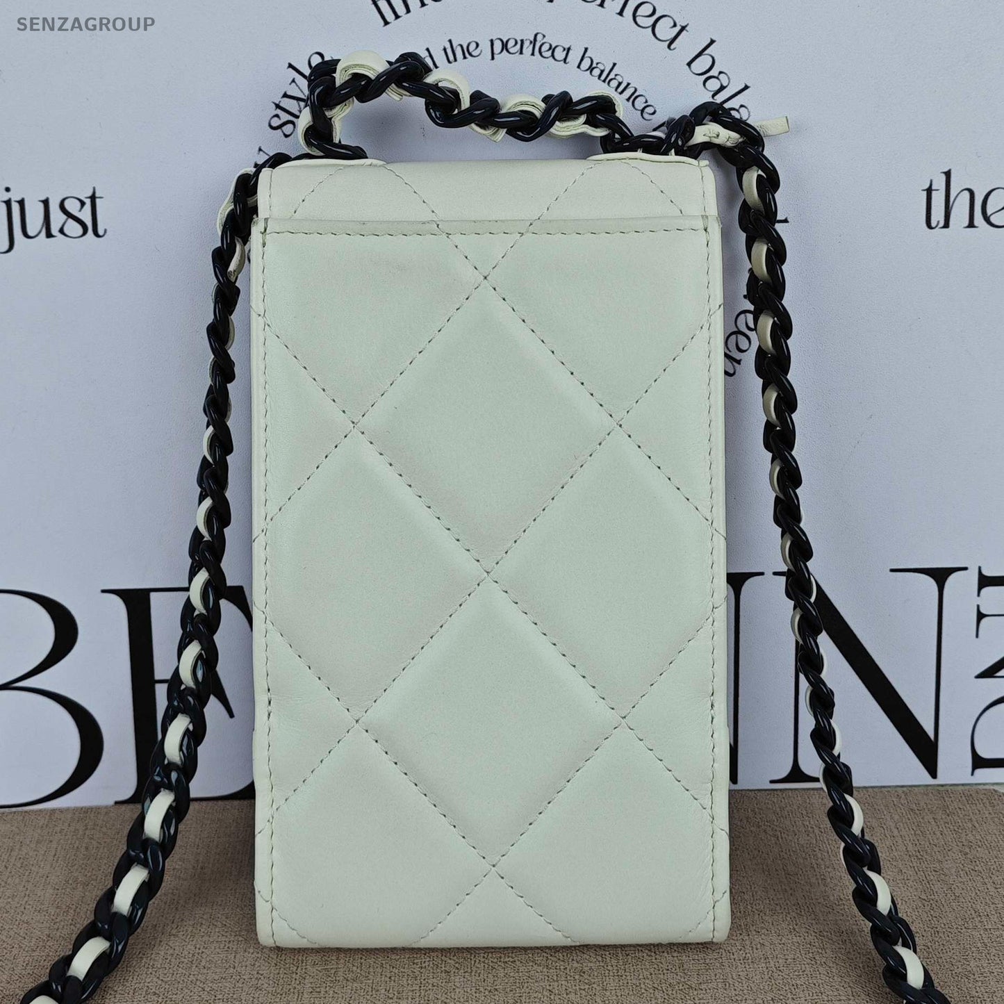 Chanel 19 Bag Black White Quilted Phone Chain Crossbody Bag