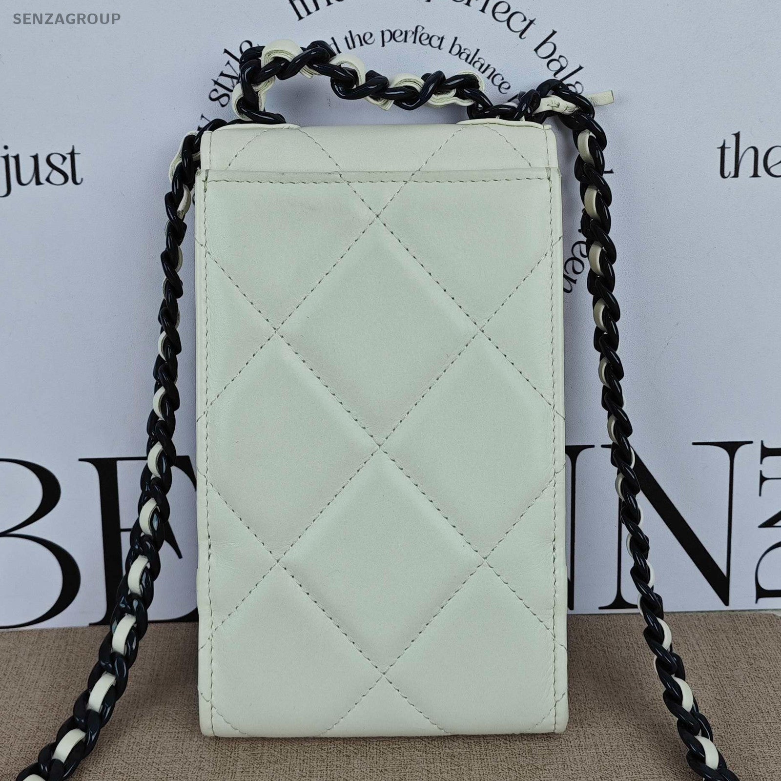 Chanel 19 Bag Black White Quilted Phone Chain Crossbody Bag