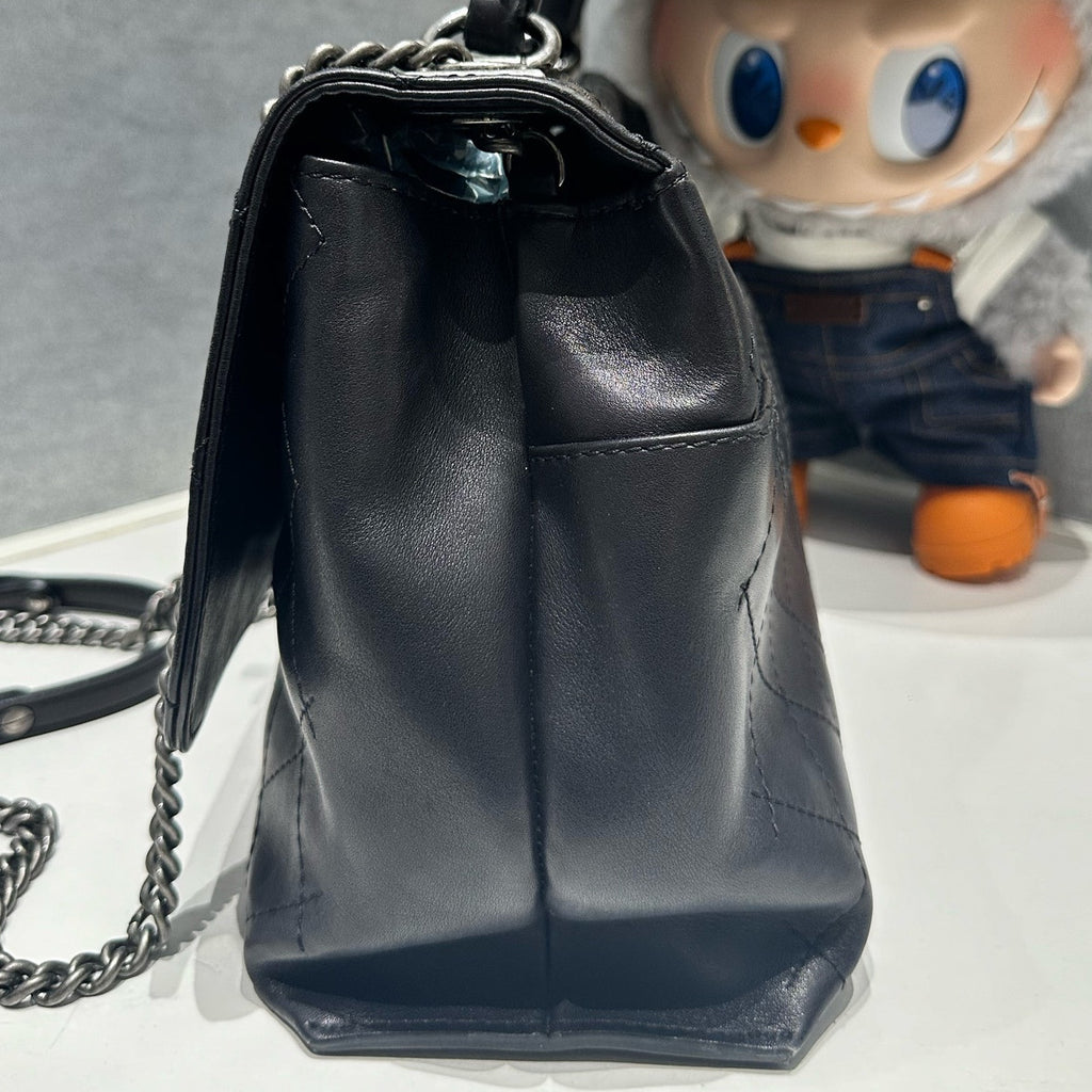 Chanel Classic Black Quilted Chain Shoulder Bag with Silver Hardware
