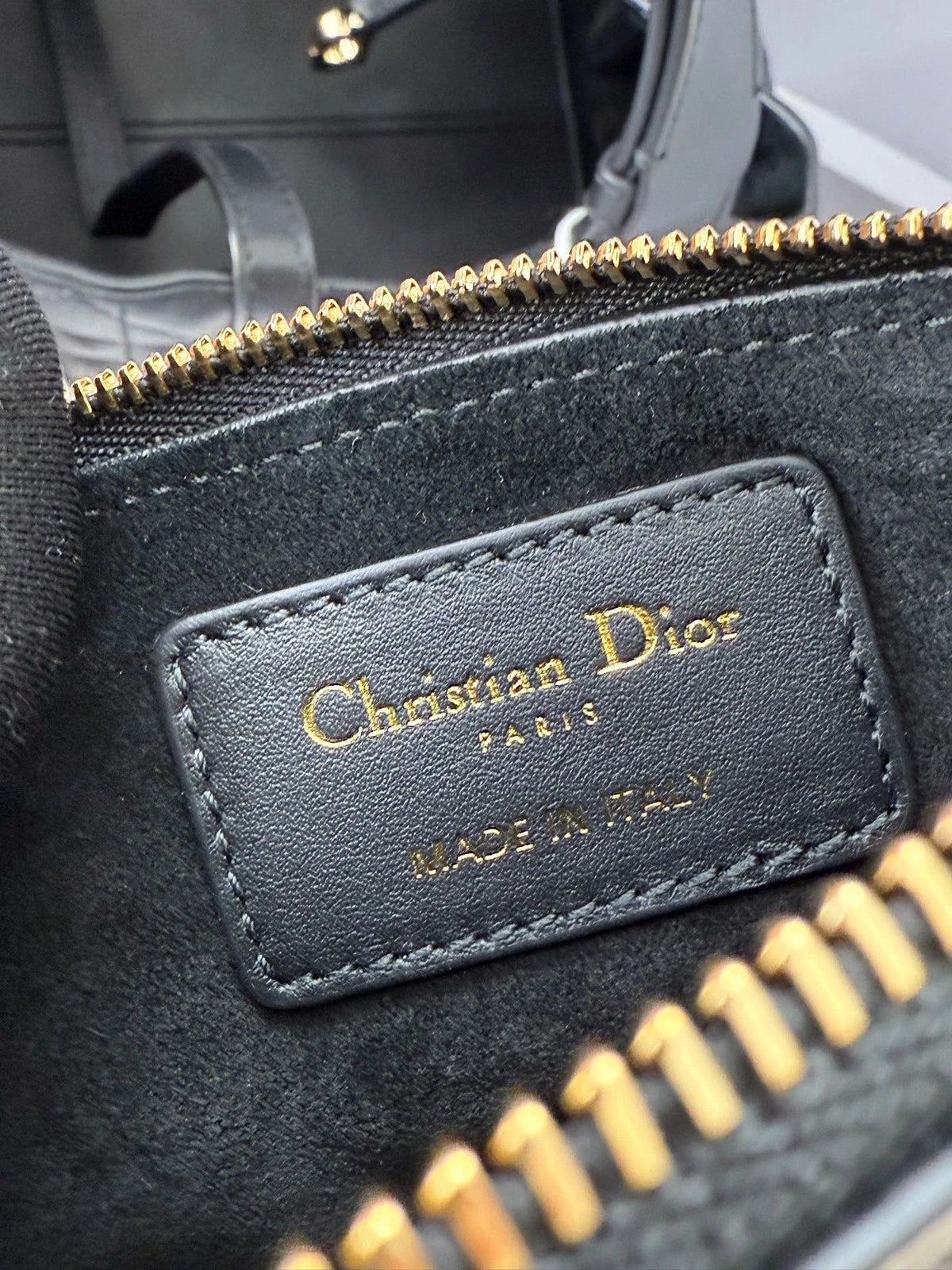 Dior Toujours Small Black Gold Leather Tote Bag For Women