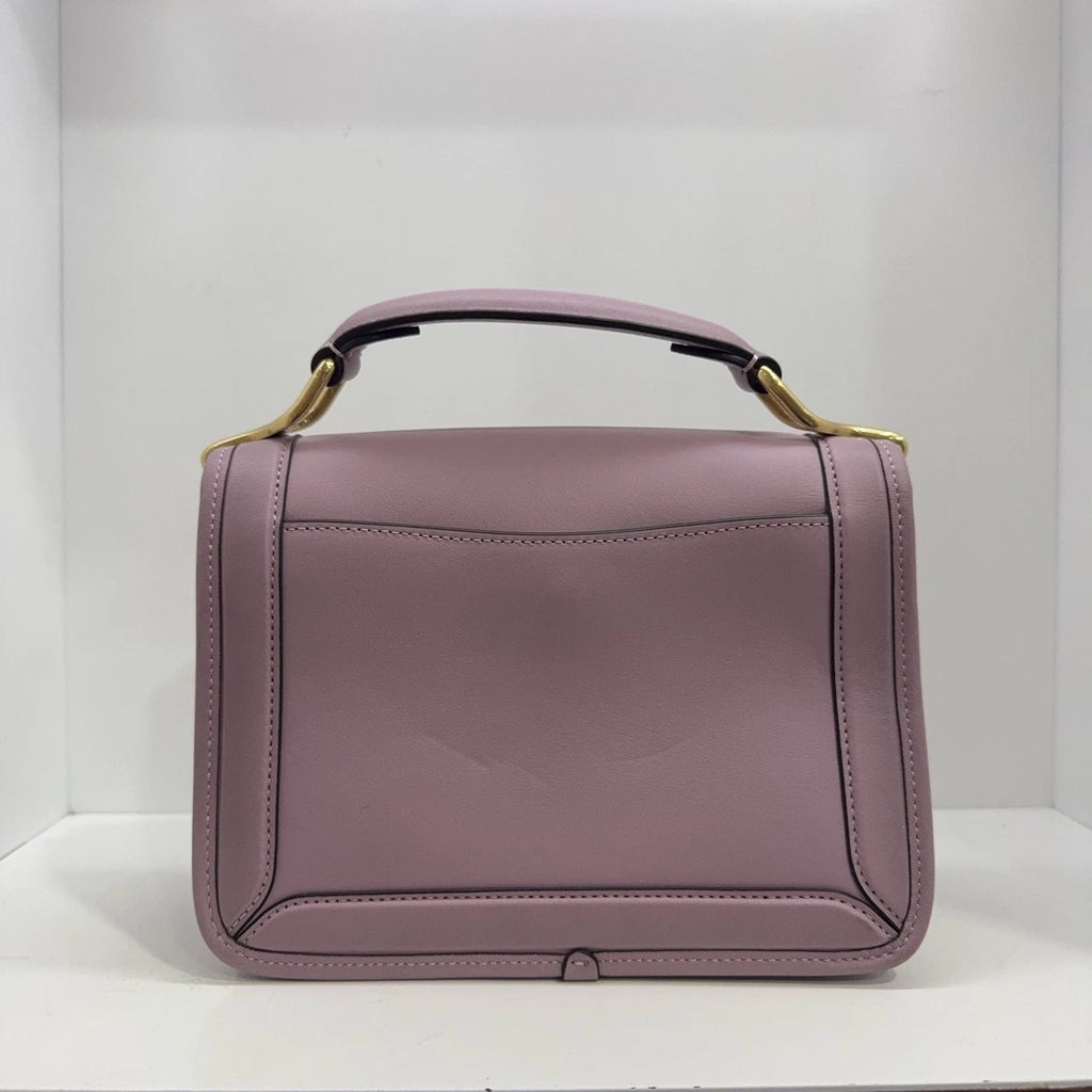 Coach Hero 22 Solid Purple Leather Flap Handbag Crossbody For Women