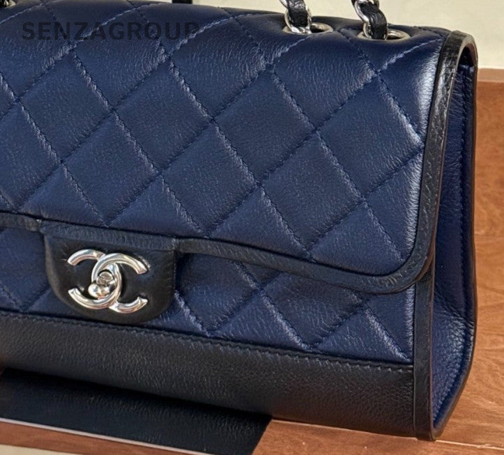 Chanel Classic Flap Chain 2Way Shoulder Bag Crossbody Blue Black Women Classic