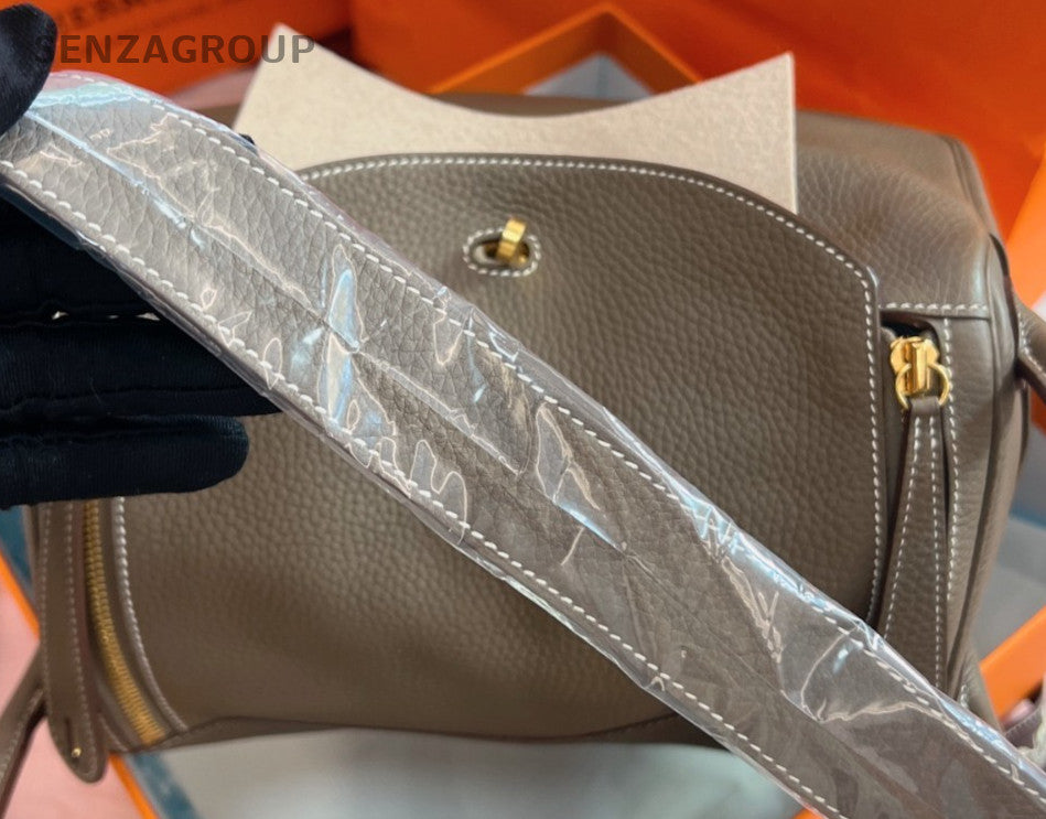 Hermes Lindy30 Handbag Shoulder Bag Gray Gold Used Women Classic Designer