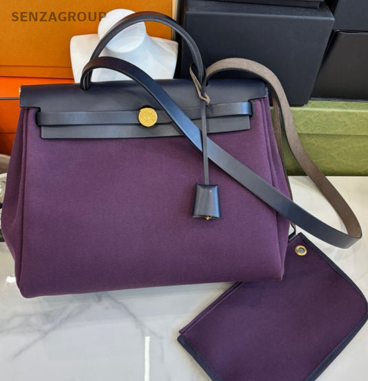 Hermes Herbag31 Purple Black  Top handle Shoulder bag
