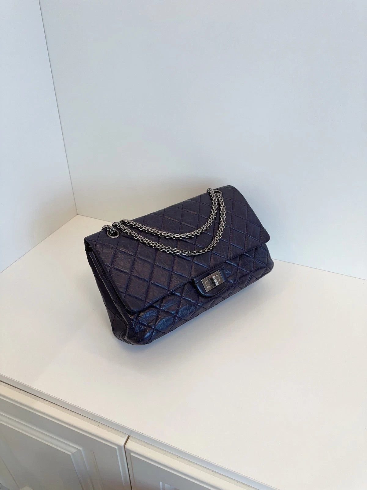 Chanel Classic 2.55 Double Flap Shoulder Bag Crossbody Bag Dark Purple