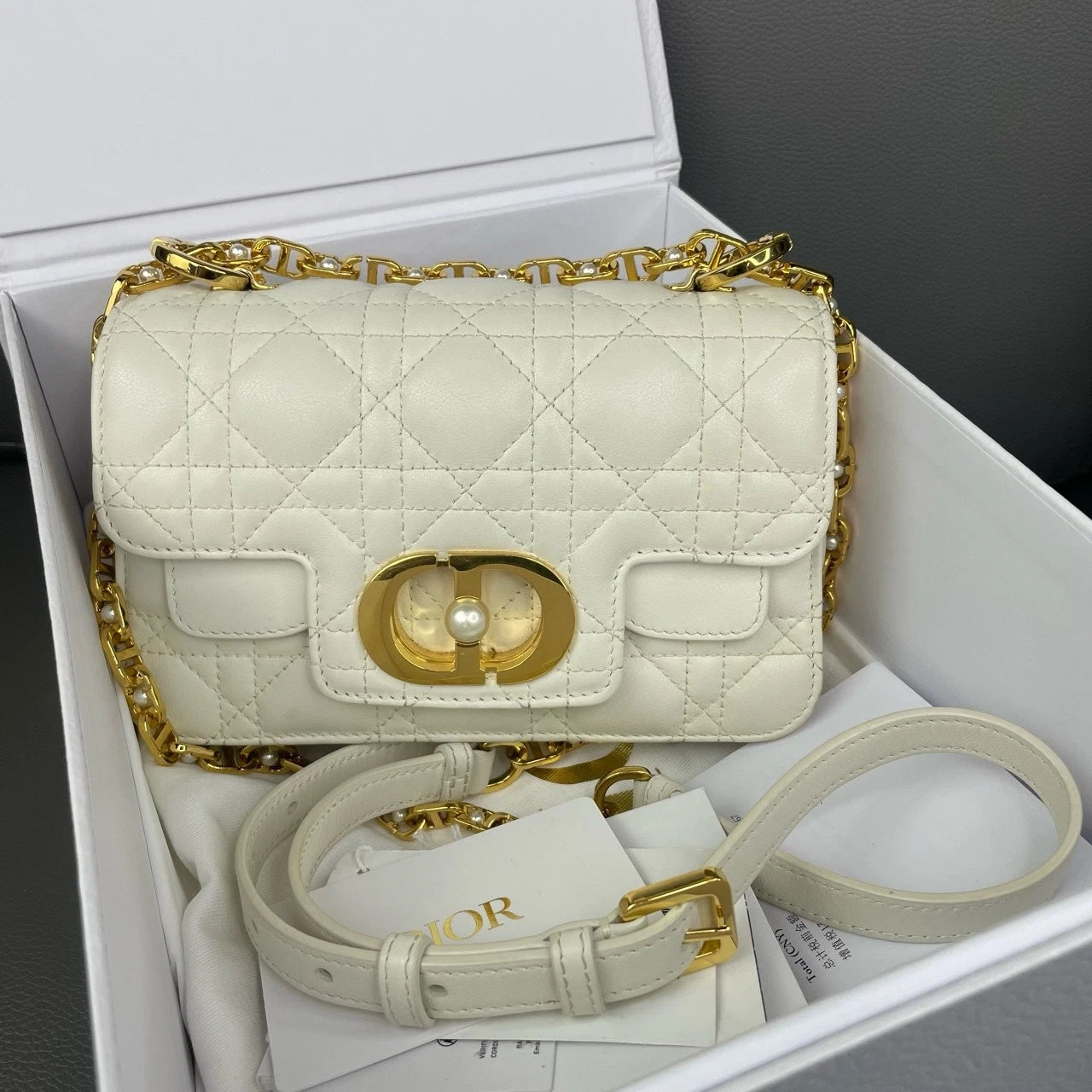 Dior Mini Jolie White Pearl Handbag Crossbody Shoulder Bag For Women