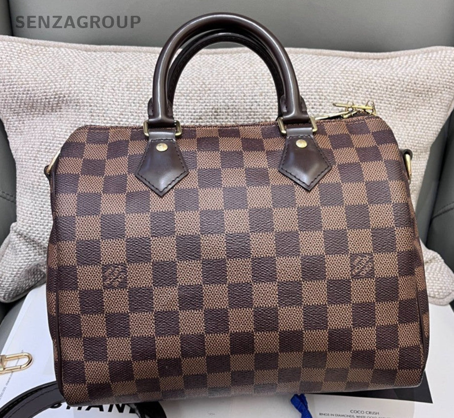 Louis Vuitton Speedy25 2Way Crossbody Top Handle Bag Brown Red Women Classic