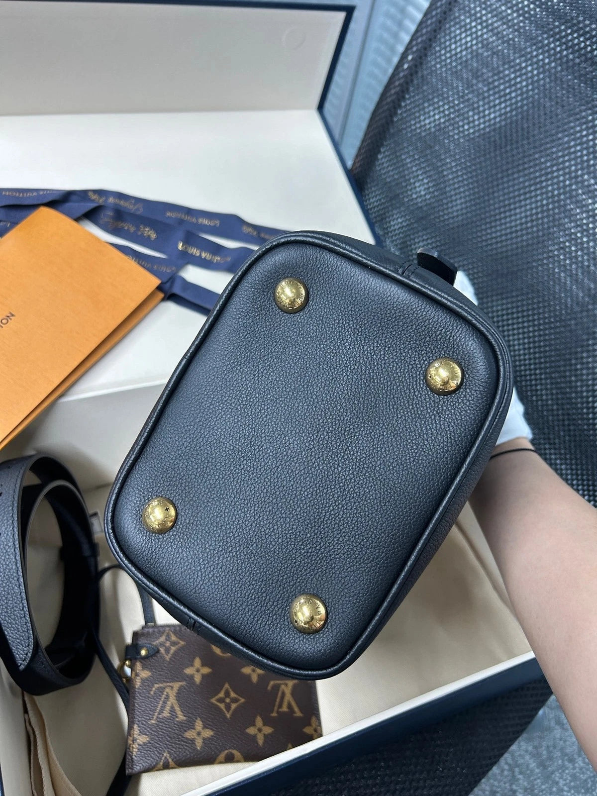 Louis Vuitton Calfskin Low Key All In BB Black Bucket Shoulder Bag For Women