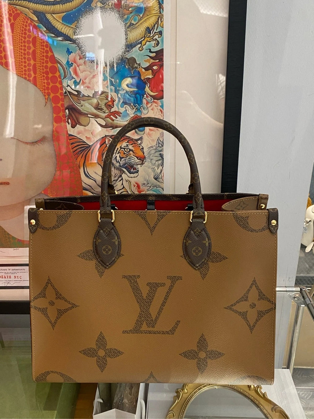 Louis Vuitton OnTheGo MM Monogram Canvas Shoulder Bag Handbag Excellent