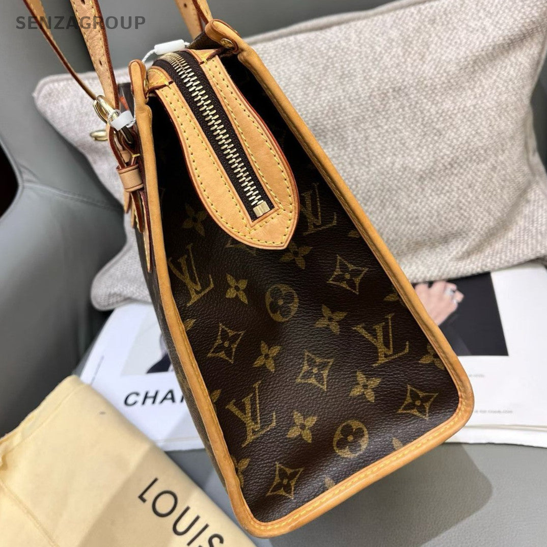Louis Vuitton Monogram Tote Shoulder Bag Brown Gold Women Classic
