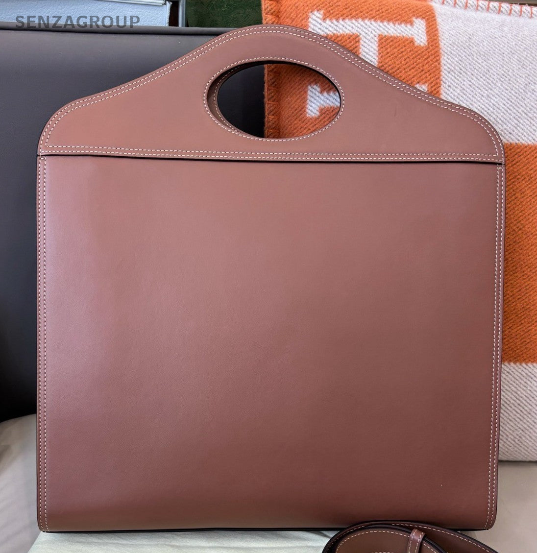 Burberry Pocket Bag 2Way Top Handle Bag Crossbody Brown Gold Women Classic