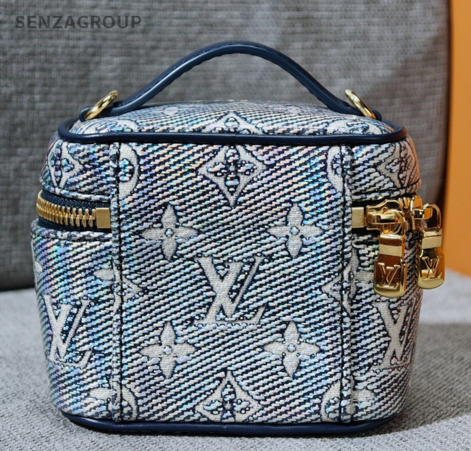 Louis Vuitton Vanity Mini Chain Shoulder Bag Blue Gold Used Women Classic