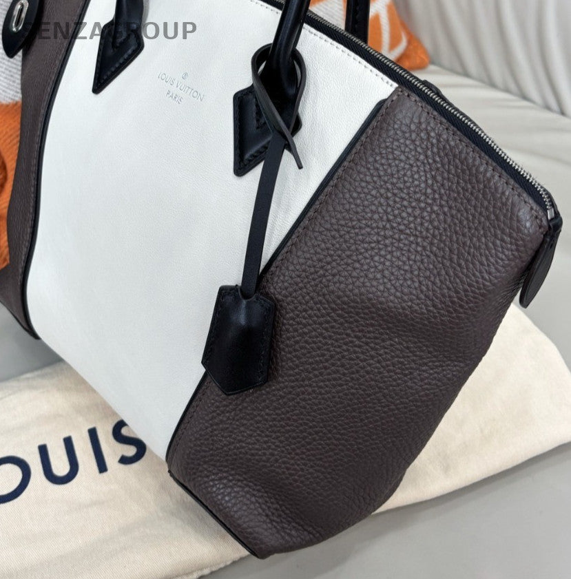 Louis Vuitton Lockit Top Handle Bag Gray Silver Used Women Classic Designer
