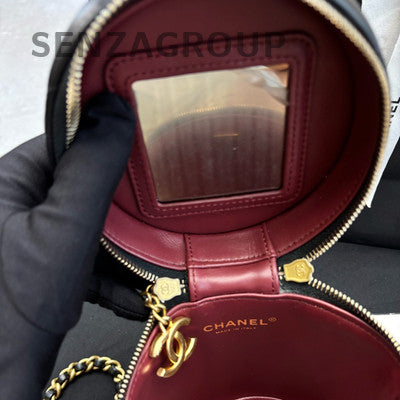 Chanel Black Vintage Gold Lambskin Chain Letter Bucket Crossbody Bag